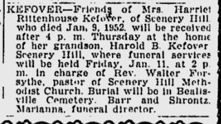 Harriet Kefover obit